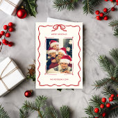 ハンドレッド図解入りの、写真付きのグリーンレトロ写真クリスマス シーズンカード