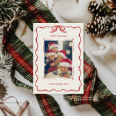 ハンドレッド図解入りの、写真付きのグリーンレトロ写真クリスマス シーズンカード