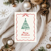 ハンドレッド図解入りの、写真付きのグリーンレトロ写真クリスマス シーズンカード