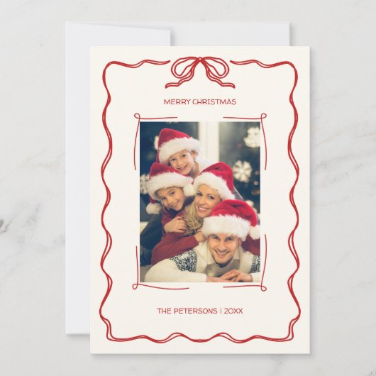 ハンドレッド図解入りの、写真付きのグリーンレトロ写真クリスマス シーズンカード (正面)