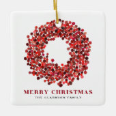 ハンドレッド絵を描ワンターベリーリースクリスマス セラミックオーナメント (正面)