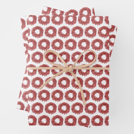 ハンドレッド絵を描ワンターベリーリースクリスマス ラッピングペーパーシート (インサイチュ)