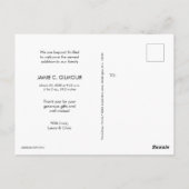 ハンドレモダンタリングサンキューベビー写真誕生 ポストカード (裏面)