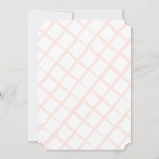 ハンドレモ絵を描ン&ピンクチェックファースト誕生日 招待状 (裏面)