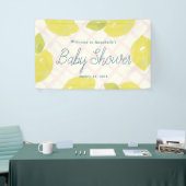 ハンドレ絵を描モンとピンクチェック赤ちゃんシャワー 横断幕 (トレードショー)