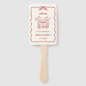 ハンド図解入りの、写真付きのレトロスケッチレッド結婚式 プログラム ハンドファン (正面)