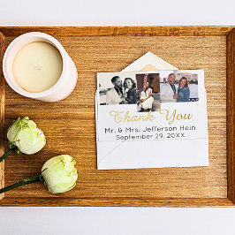 ハンド実在レタリングゴールドフォイル結婚の感謝 箔シーズンポストカード