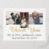 ハンド実在レタリングゴールドフォイル結婚の感謝 箔シーズンポストカード (正面)