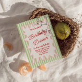 ハンド書カラフルストライプおもしろい誕生日ディナー 招待状