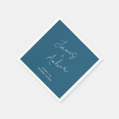 ハンド書ティール（緑がかった色）ブルー予測できなモダン結婚ズ スタンダードカクテルナプキン (角)