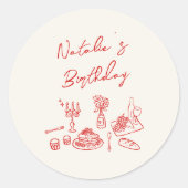 ハンド書描おもしろい食器誕生日ディナー ラウンドシール (正面)