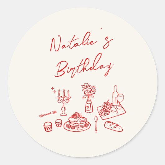 ハンド書描おもしろい食器誕生日ディナー ラウンドシール (正面)