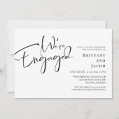 ハンド書白黒婚約パーティ 招待状 (正面)