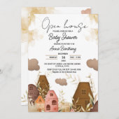 ハンド素朴スケッチオープンハウスベビーシャワー 招待状 (正面/裏面)