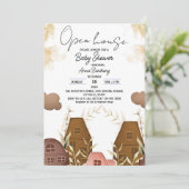 ハンド素朴スケッチオープンハウスベビーシャワー 招待状 (スタンド正面)