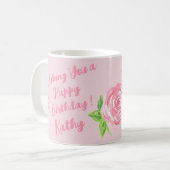 ハンド絵を描ウォータカラーバラハッピーバースデー コーヒーマグカップ (正面左)
