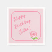 ハンド絵を描ウォータカラーバラハッピーバースデー スタンダードカクテルナプキン (正面)