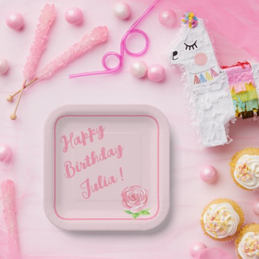 ハンド絵を描ウォータカラーバラハッピーバースデー ペーパープレート (パーティー)