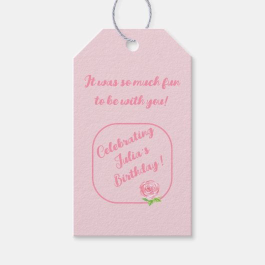 ハンド絵を描ウォータカラーバラ誕生日 ギフトタグ (正面)