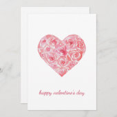 ハンド絵を描ウォーターカラーバラハートバレンタインデー シーズンカード (正面/裏面)