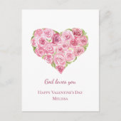 ハンド絵を描ウォーターカラーバラハートバレンタインデー シーズンポストカード (正面)