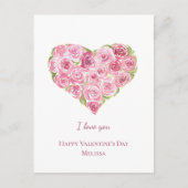 ハンド絵を描ウォーターカラーバラハートバレンタインデー シーズンポストカード (正面)
