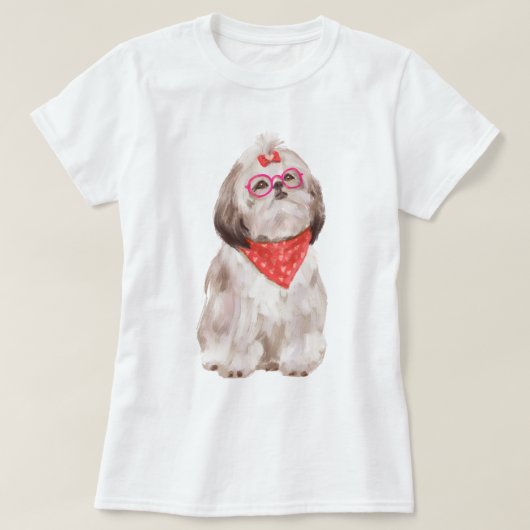 ハンド絵を描シーズー（犬）Tzu子犬 Tシャツ (デザイン正面)