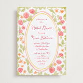 ハンド絵を描チャームオレンジレッドフローラブライダルシャワー 招待状