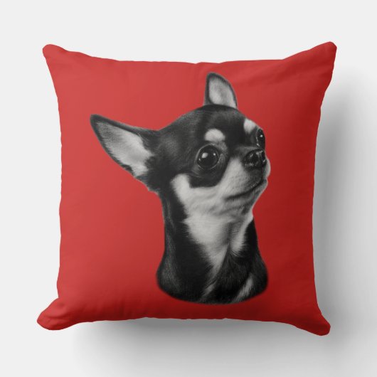 ハンド絵を描チワワポートレート クッション (正面)
