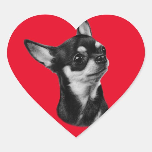 ハンド絵を描チワワポートレート ハートシール (正面)