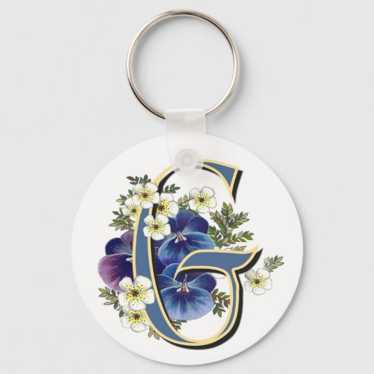 ハンド絵を描パンシーイニシャル- G キーホルダー (正面)