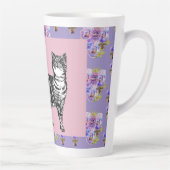 ハンド絵を描パープルタビーキャットフローララテマグカップ カフェラテマグ (右)