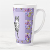 ハンド絵を描パープルタビーキャットフローララテマグカップ カフェラテマグ (右)