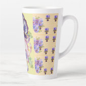 ハンド絵を描パープルパンシーパンジーフローララテマグ カフェラテマグ (右)