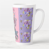 ハンド絵を描パープルブルーブジーフローララテマグ カフェラテマグ (右)