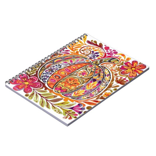 ハンド絵を描フォークアートパンプキントートバッグ素朴秋 ノートブック (左側)