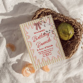 ハンド絵を描ボーフレームストライプ誕生日ブランチ 招待状