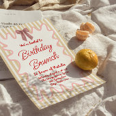 ハンド絵を描ボーフレームストライプ誕生日ブランチ 招待状