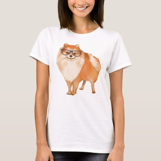 ハンド絵を描ポメラニア犬パップドッグ Tシャツ (正面)