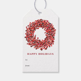 ハンド絵を描レッドウィンターベリーリースカスタムホリデイ ギフトタグ