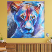 ハンド絵を描ワイルドキャットポートレート キャンバスプリント (インサイチュ (リビング))