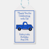 ハンド絵を描ヴィンテージブルートラック ギフトタグ (正面)