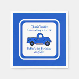 ハンド絵を描ヴィンテージブルー縁どトラック スタンダードカクテルナプキン