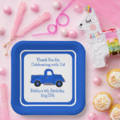 ハンド絵を描ヴィンテージブルー縁どトラック ペーパープレート (パーティー)