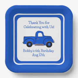 ハンド絵を描ヴィンテージブルー縁どトラック ペーパープレート