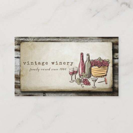 ハンド絵を描ヴィンテージヴィンヤードワイナリー 名刺 (正面)