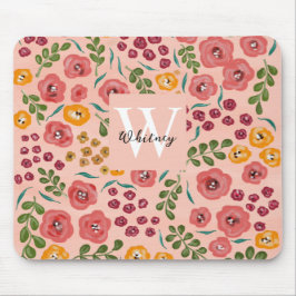 ハンド絵を描抽象芸術フローラ赤面ピンク マウスパッド