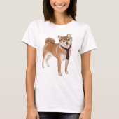 ハンド絵を描柴犬日本の犬 Tシャツ (正面)