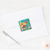 ハンド絵を描開花春フローラの花 スクエアシール (封筒)