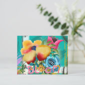 ハンド絵を描開花春フローラの花 ポストカード (スタンド正面)